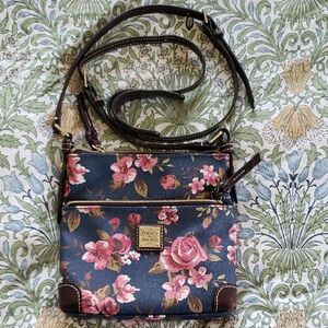 Dooney & Bourke Floral Crossbody Bag - Black and Pink